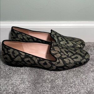 J. Crew Metallic Leopard Smoking Slippers Loafers Flat Shoes Size 6.5